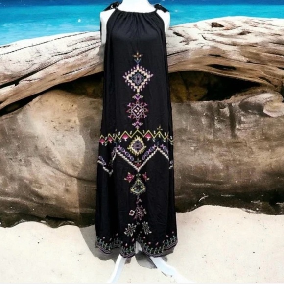 Anthropologie Dress Black and White Embellished Maxi Sundress - Picture 4 of 8